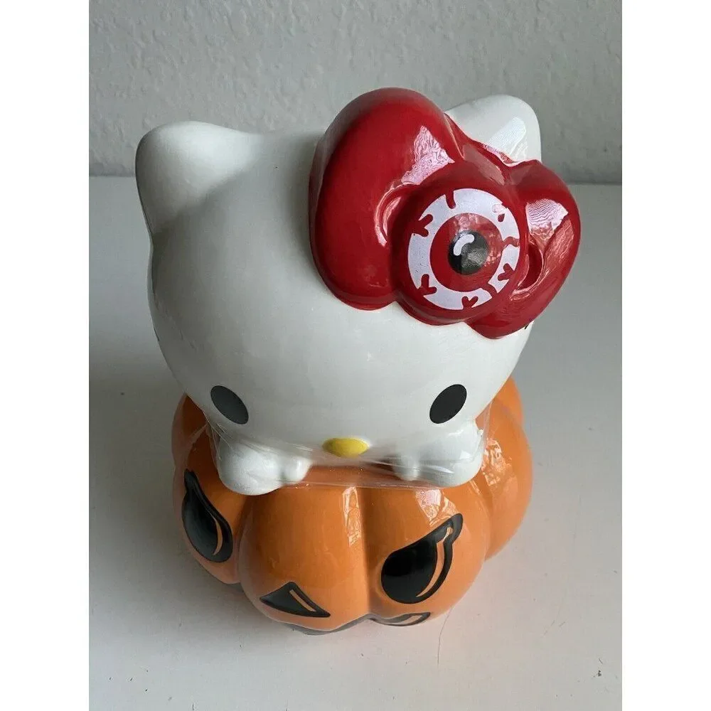 Hello‎ Kitty Halloween Large Jack-o-Lantern Pumpkin Ceramic Cookie Jar NEW